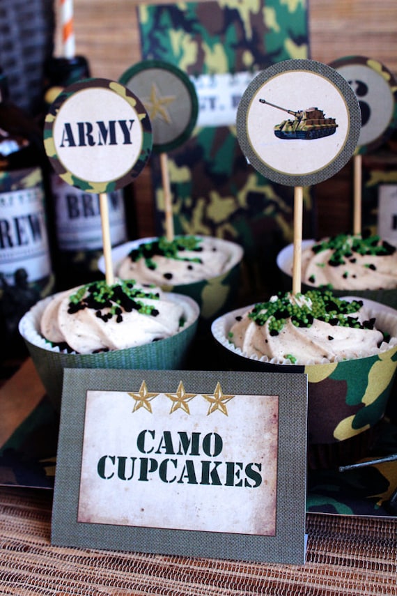 Army Men Party Circles/Cupcake Toppers - INSTANT DOWNLOAD - Editable & Printable Birthday Decorations by Sassaby Parties Il_570xn