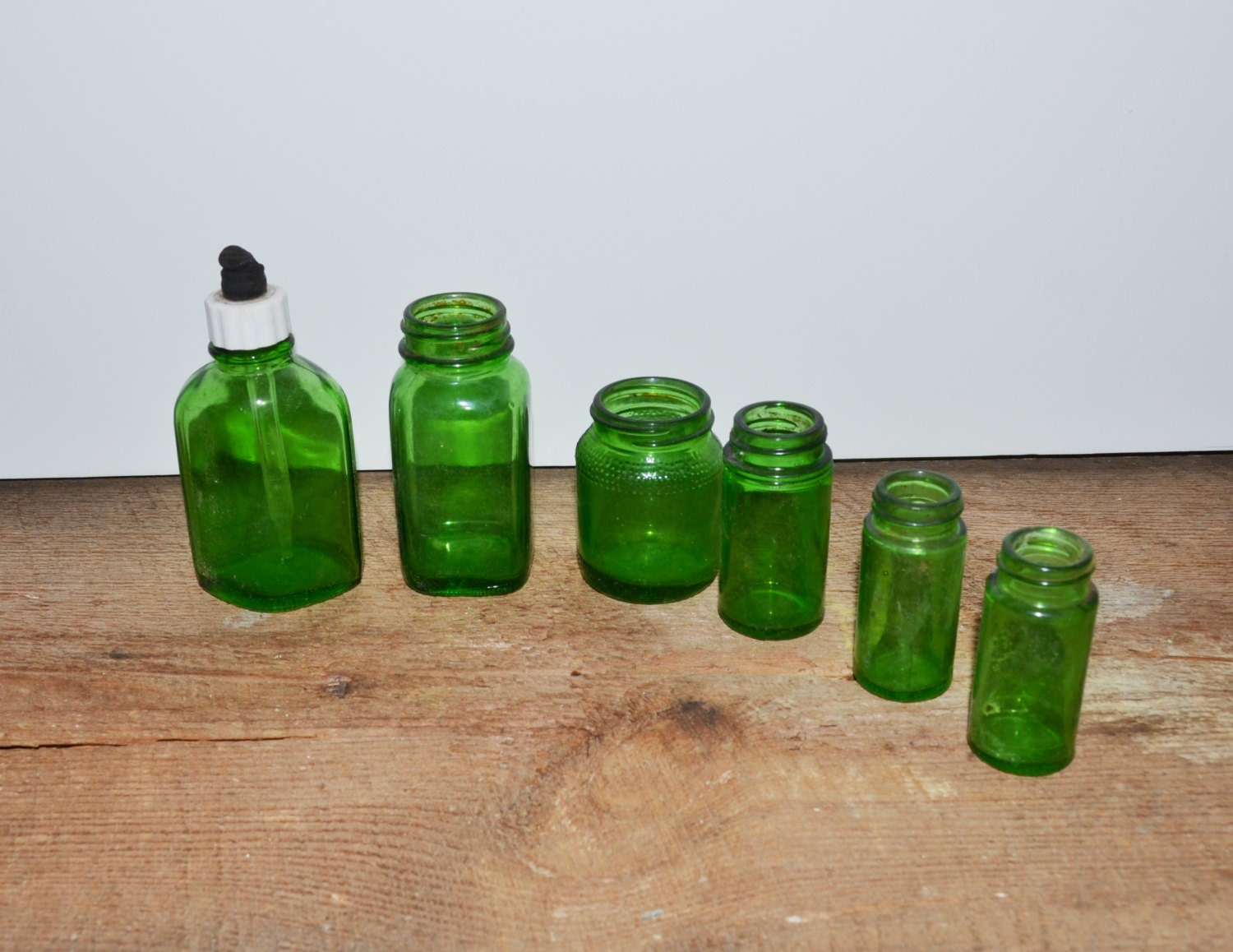 Vintage Green Glass Bottles 49