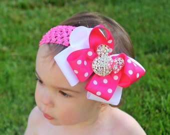 Minnie Mouse Headband - Minnie Mouse Bow- Minnie Mouse Party