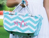 Monogrammed aqua chevron mini Market Tote, personalized kids mini market tote Il_170x135