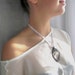 Silver statement necklace, wedding pendant, white Moonstone necklace, Rheinstone Crystal necklace, big brides necklace
