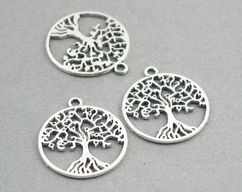 Tree of Life Charms 6pcs Antique Silver Antique Bronze zinc alloy pendant beads 25mm CM0739S CM0739B