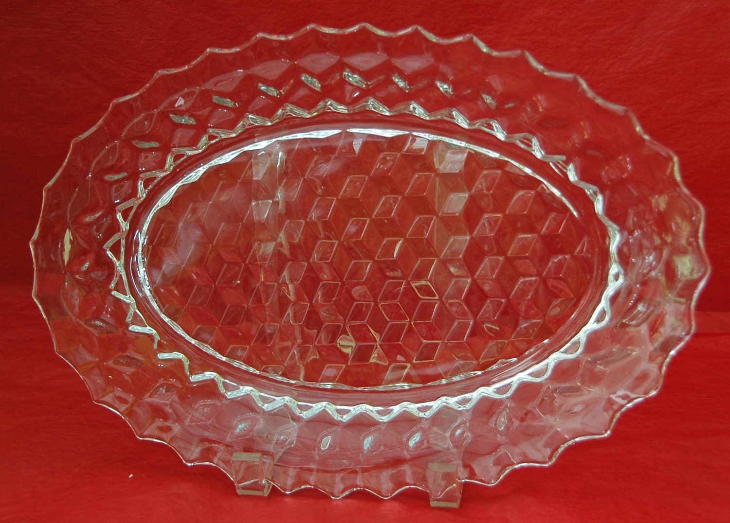 FOSTORIA Glass oval Serving PLATTER in the AMERICAN pattern.