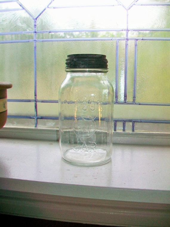 Magic Mason Jar Canning Jar Quart with Zinc Lid Vintage 1950s