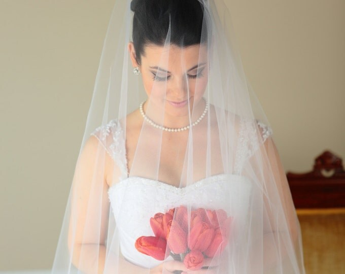 2-Tier WALTZ DROP Veil, wedding veil, bridal veil, blusher veil, champagne, ivory, diamond white, blush color
