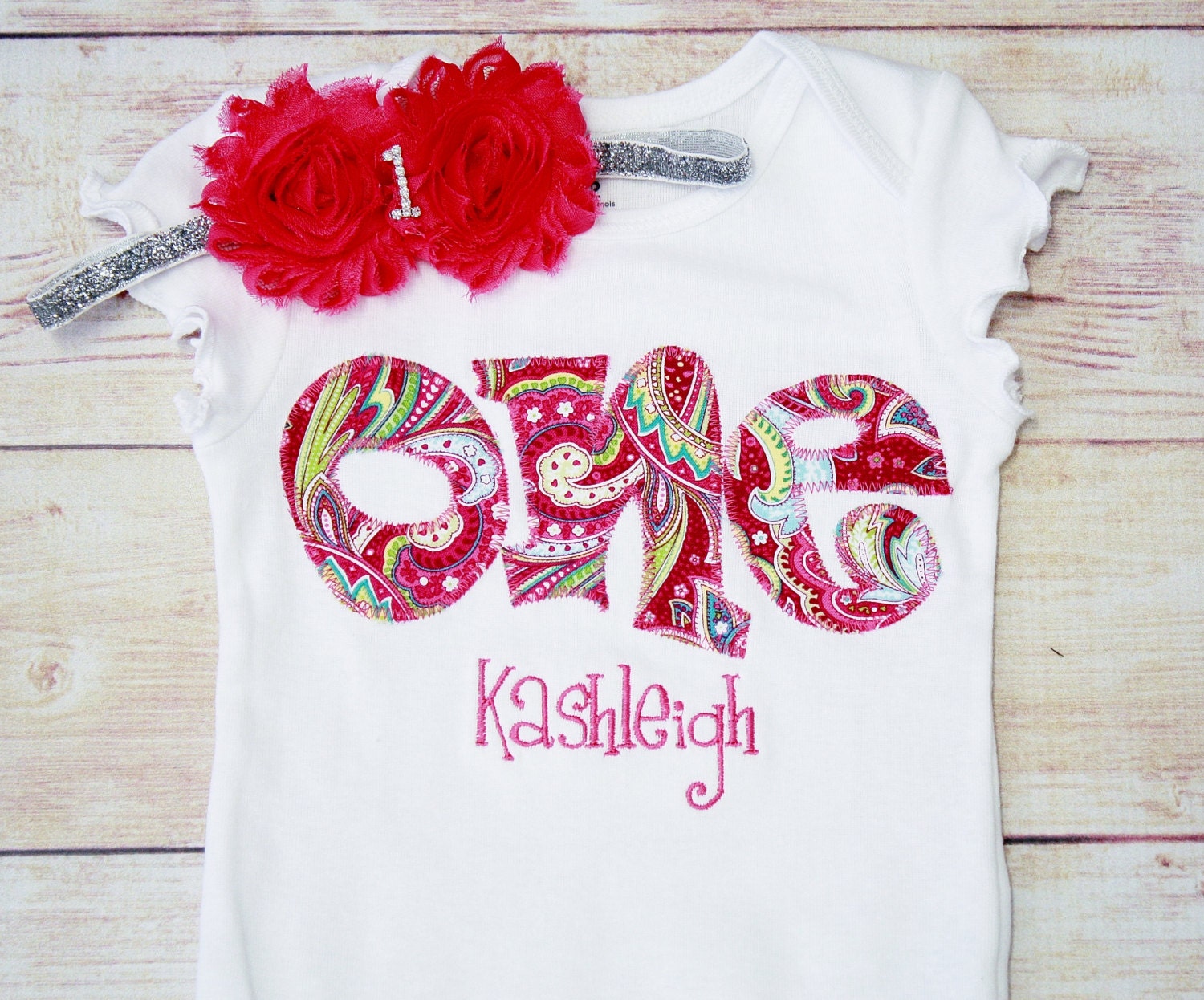 Pink Paisley Birthday One Shirt for Girls First