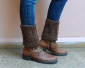 Brown Boot Cuffs Boot Toppers Knit Leg Warmers Ankle Warmers Boot Socks Winter Accessories Gift under 25