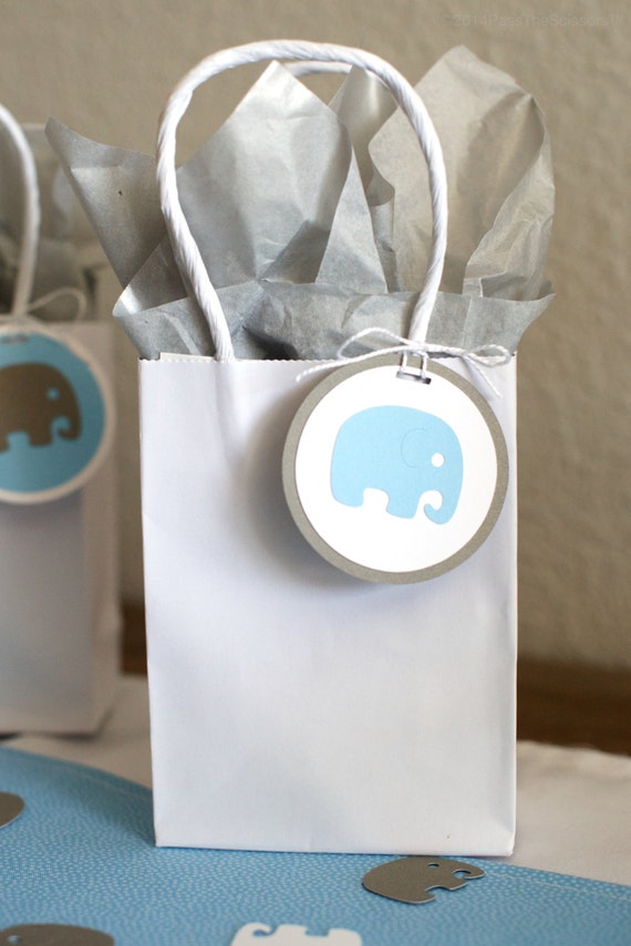 Boy Baby Shower Decoration Elephant Tags Blue Grey Il_570xn