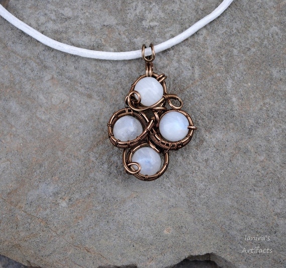 Moonstone wire wrapped cross pendant by Ianira on Etsy
