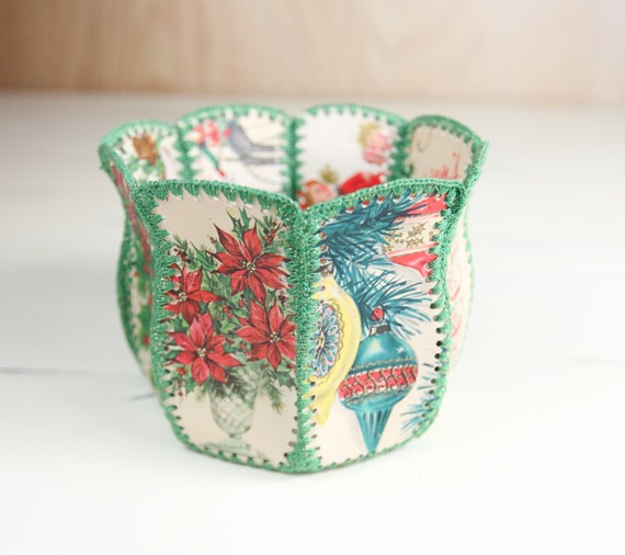 Vintage Crocheted Christmas Card Basket