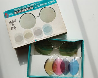 1960's round sunglasses with interchangeable colored lenses
