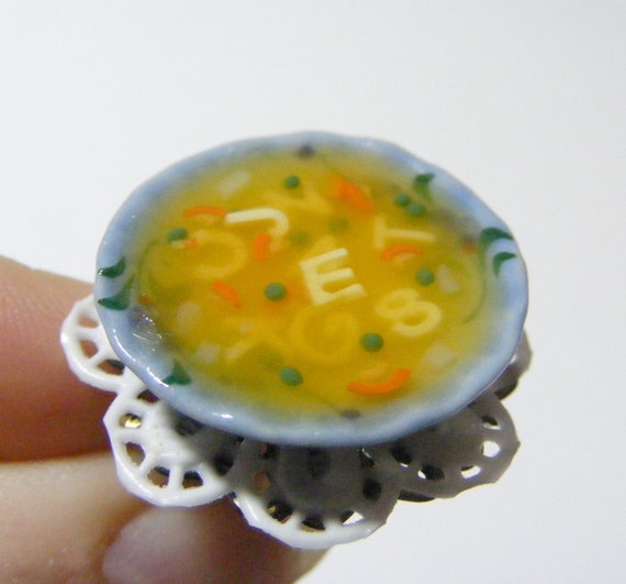 Food Jewelry Alphabet Soup Miniature Food Ring by NeatEats
