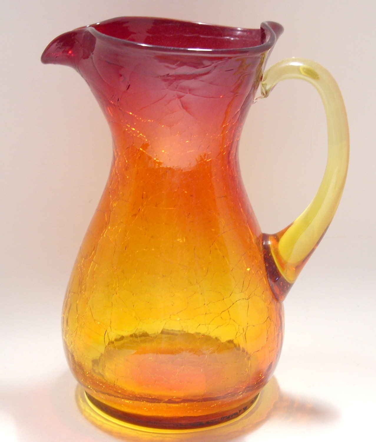 Download Tall Amberina Crackle Glass Pitcher