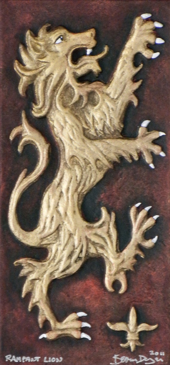 Rampant Lion Cast Paper Celtic art Scottish art by Castpaper