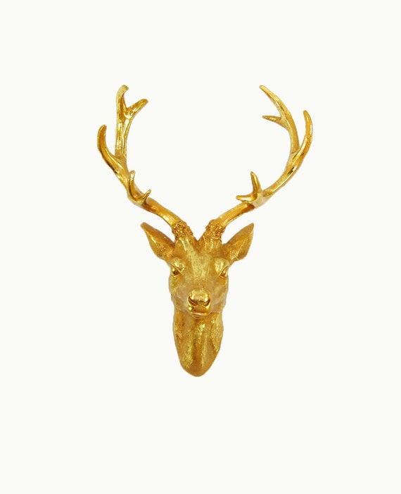 The Eloise Deer Head Wall Mount in Gold Leaf Faux Faux