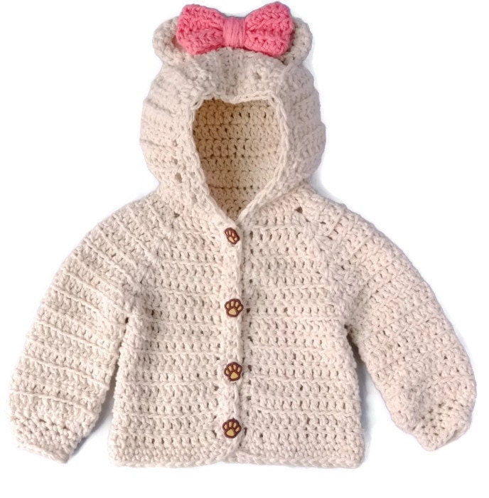 Crochet Baby Girl Sweater Bear Hood Baby Sweater Crochet