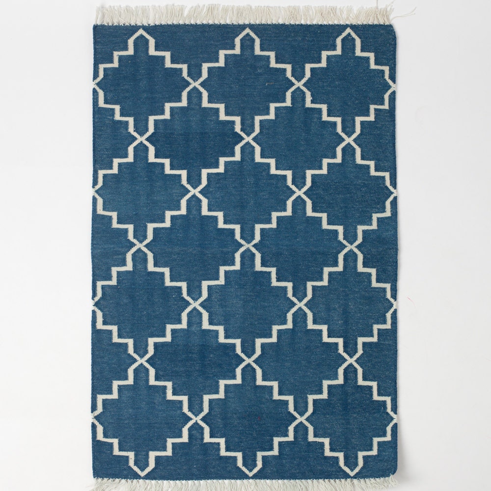 Blue Stars Floor Rug in 2 x 3 Feet by gypsya on Etsy
