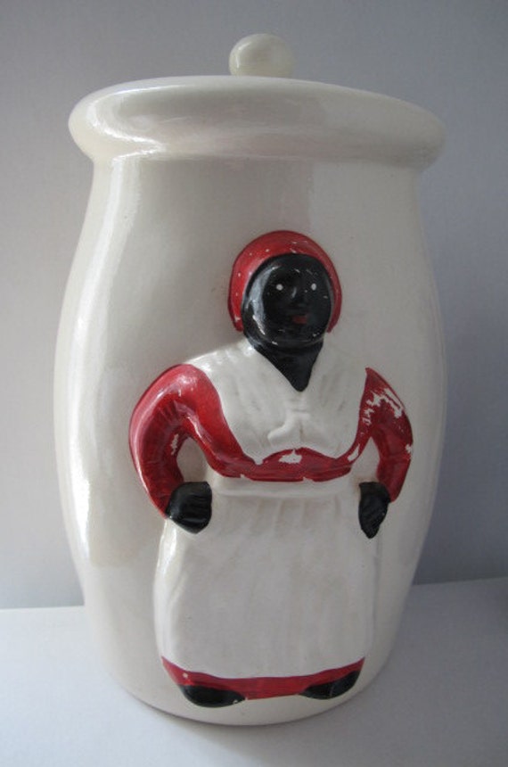 Large Vintage Aunt Jemima Cookie Jar Crock Container/ Ceramic