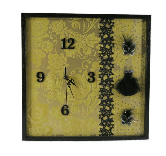 ... Anniversary Gift, Home Decor, Contemporary Clock, Golden Wedding