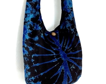 Tie Dye Bag Cotton Bag Hippie bag Hobo bag Boho bag Shoulder bag Sling bag Messenger bag Tote bag Crossbody bag Gypsy Purse Handbags Blue