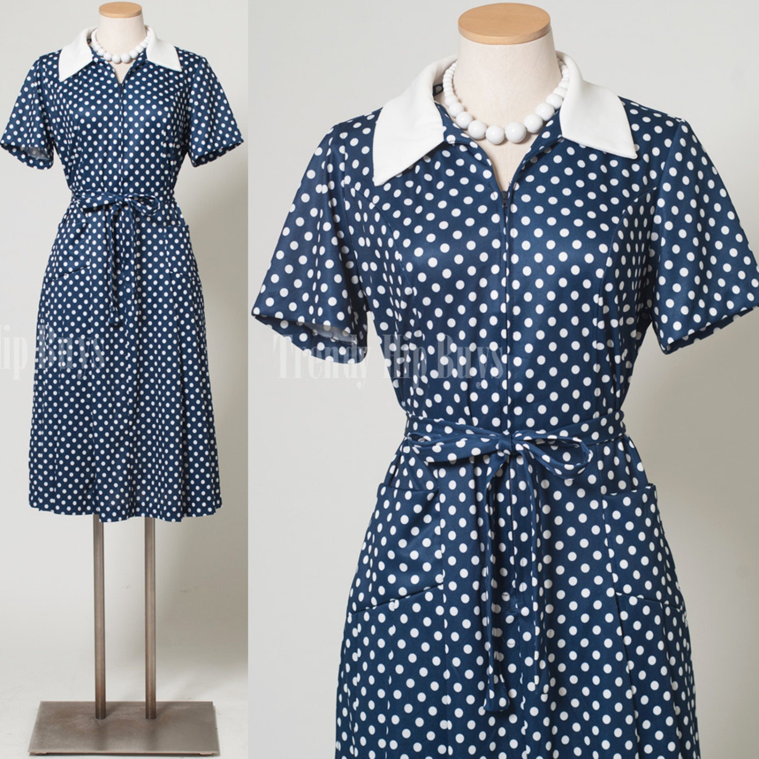 Save the planet, go vintage!!! : Vintage 60s Dress Blue White polka Dot ...