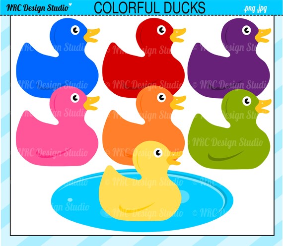 DOLLAR SALE - Colorful Rubber Ducks Clip Art - Animal Clip Art - Cute Rubber Ducks Clipart - Pond, Birds Il_570xn