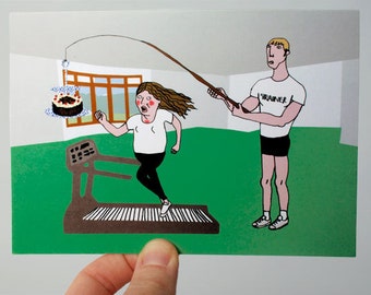 Funny Birthday Card - Funny Card - Birthday Card Friend - Birthday Card For Her - Girlfriend Birthday - Birthday Excercise - "GYM CAKE"