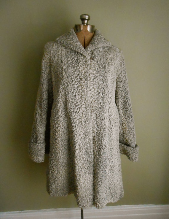 50s Persian Lamb Swing Coat Vintage Women's Fur SIlver