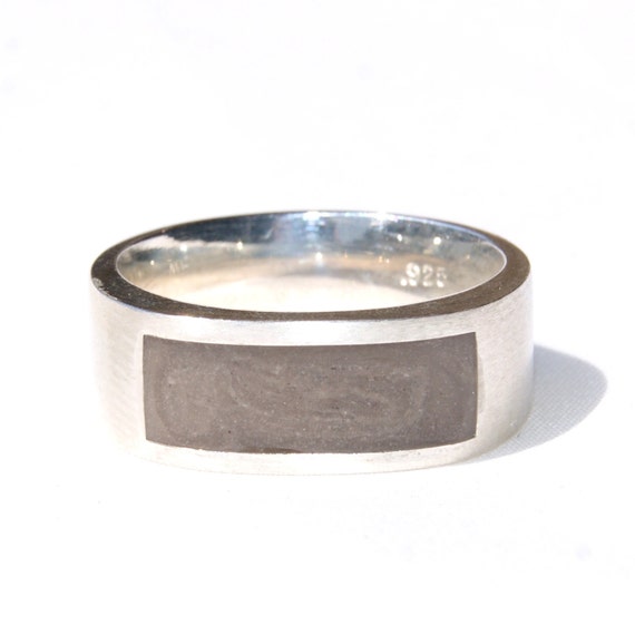 Men's Sterling Silver 8mm Brushed Band Cremation Ring - Solidified ...