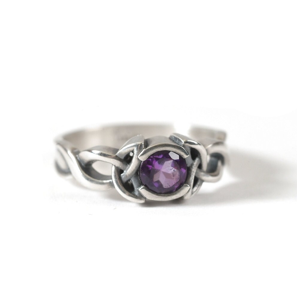 Amethyst Engagement Ring Sterling Silver Celtic by CelticEternity