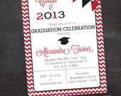 Custom Printable Graduation Invitation - Chevron OR Solid - Pick your school colors Il_170x135