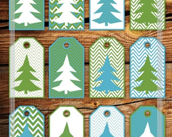 Printable Christmas Gift Tags 2-in-1. Red Green by subwayParty