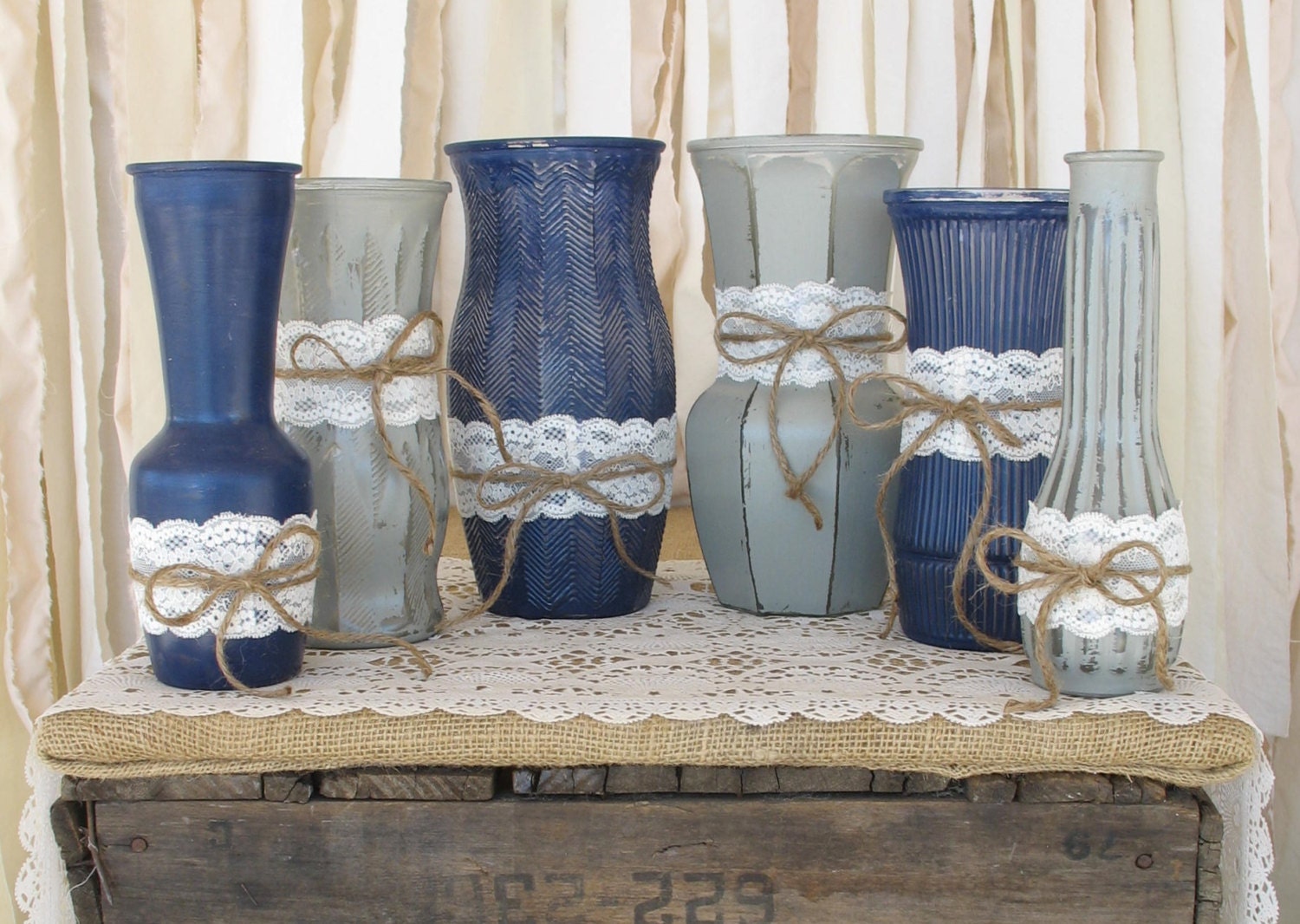 VasesHand Painted Flower Vases upcycled flower vases Rustic