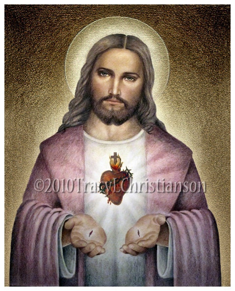 The Sacred Heart of Jesus Catholic Art Print Our Lord 4046