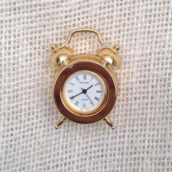 Items similar to Bulova Miniature Brass Alarm Clock Collectible B0502