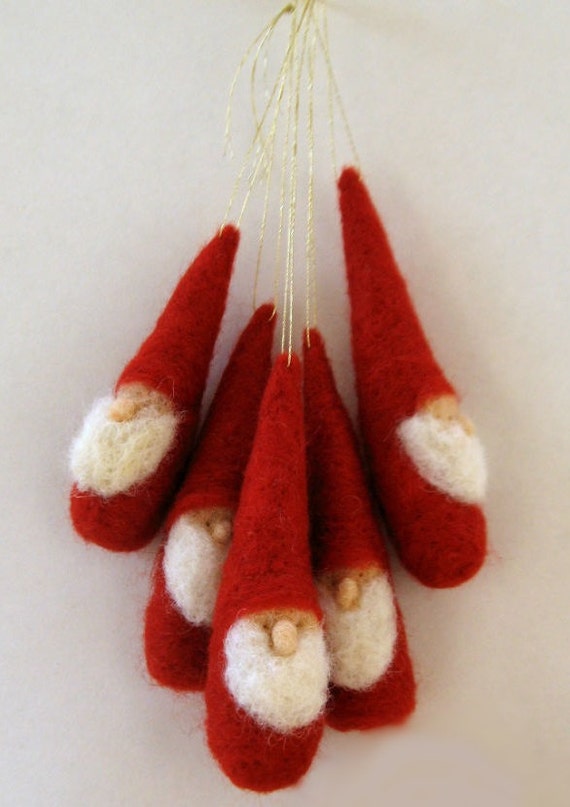 Christmas ornament Gnomes Waldorf Inspired red and white