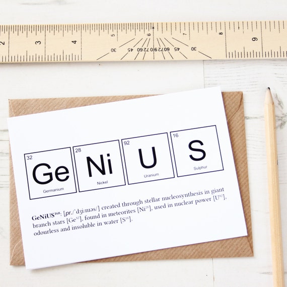 LUSTIGE GENIUS Elemente Karte Periodensystem Gruß