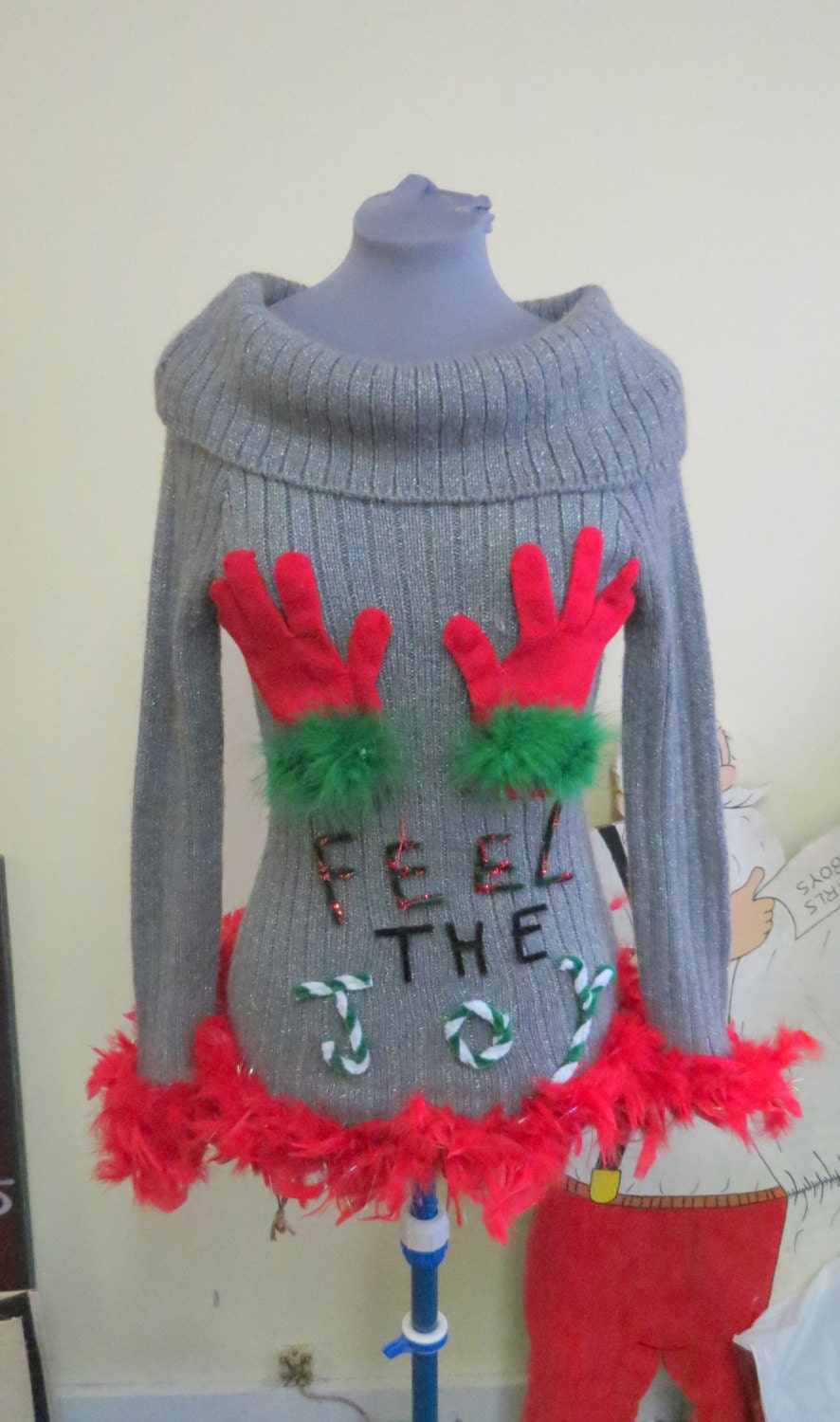 Cute Flirty Feel the Joy Tacky Ugly Christmas Sweater FooFoo