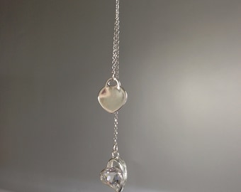 Tie necklace 925 silver Double "Hearts"