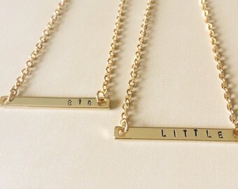 Big Little Sorority, Gold Bar Necklace Set, Custom Sorority Gifts Jewelry