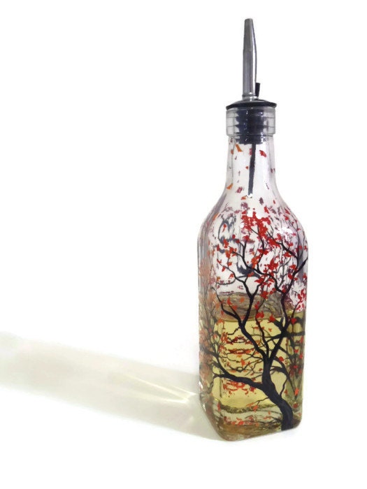Dispenser Olive Oil Vinegar Hand Painted Kitchen Decor Storage