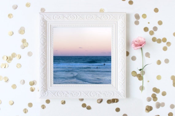 Beach Photography, Waterscape Fine Art Photo // Sunset Wall Art, Beach Decor, Apartment Decor, Summer Photo, Australia - 8x8" photo