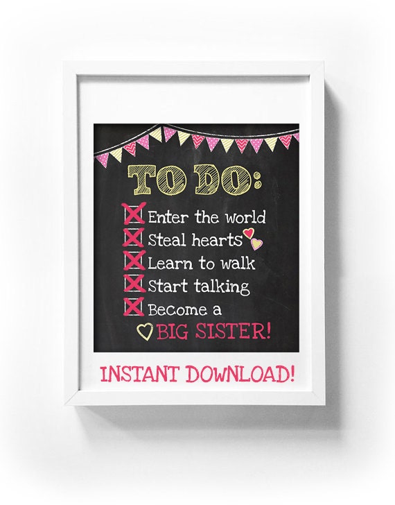 Download Items similar to Pregnancy Announcement big sister Chalkboard Poster Second Child Pregnancy ...