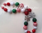 Christmas Necklace- Santa Necklace- Santa-Chunky-Bubble Gum Necklace- Christmas Necklace Il_170x135