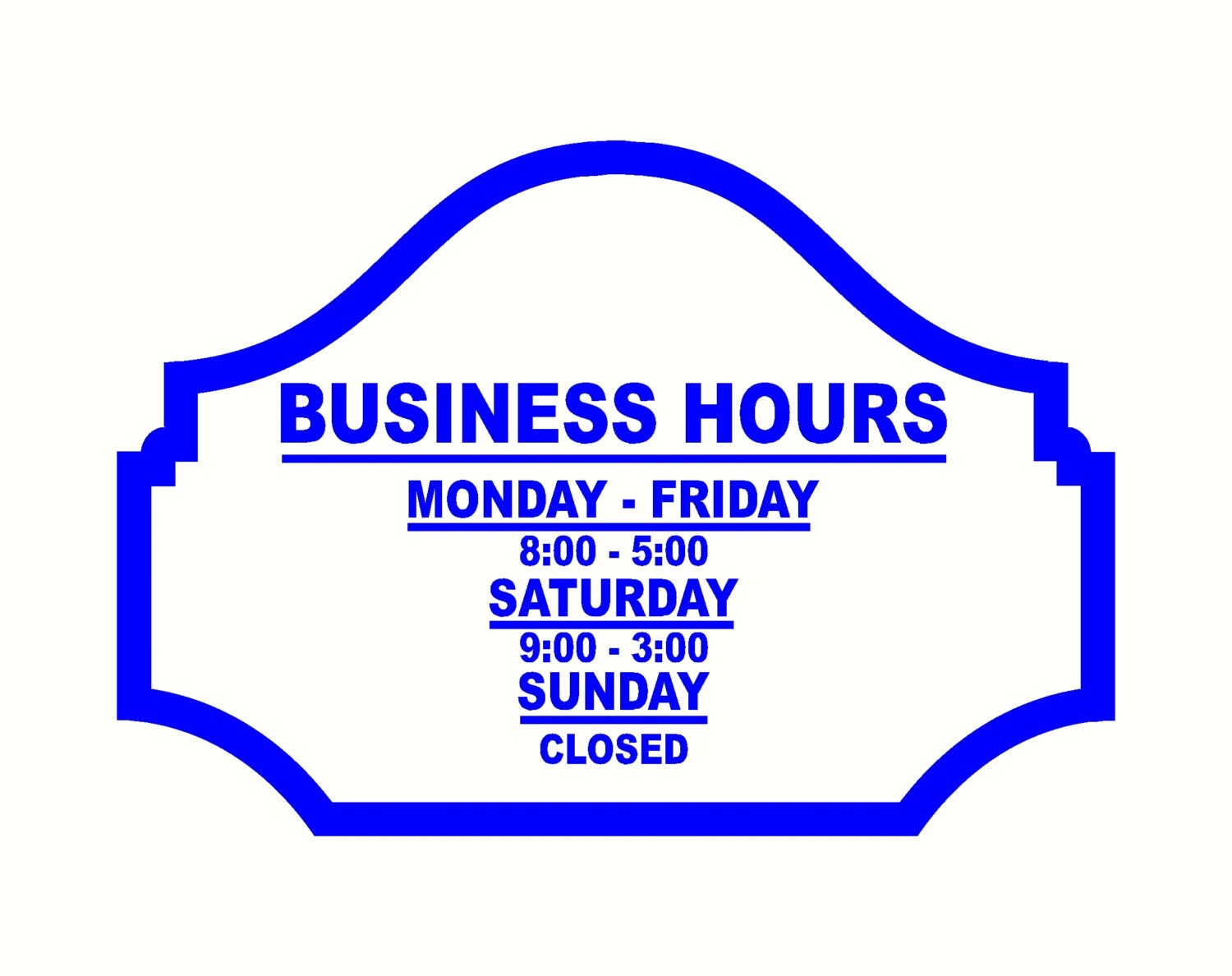 business hours sticker decal for front door or window custom