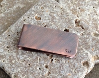 Personalized Money Clip || Custom Hand Stamped Copper || Groomsmen's Gift || Father of the Bride or Groom || Father's Day