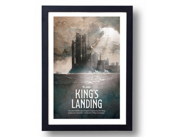 Game of Thrones Poster, Game of Thrones Gift, Game of Thrones Art, House Stark Art, Kings Landing Art, Kings Landing, Game of Thrones Map
