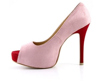 Sweet Pink Wedding Shoes with Rhinestones Pastel Pink Bridal