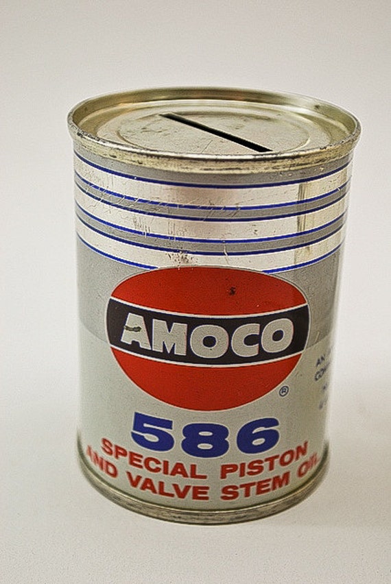 Vintage AMOCO 586 Oil Can Bank Coin Bank Automotive