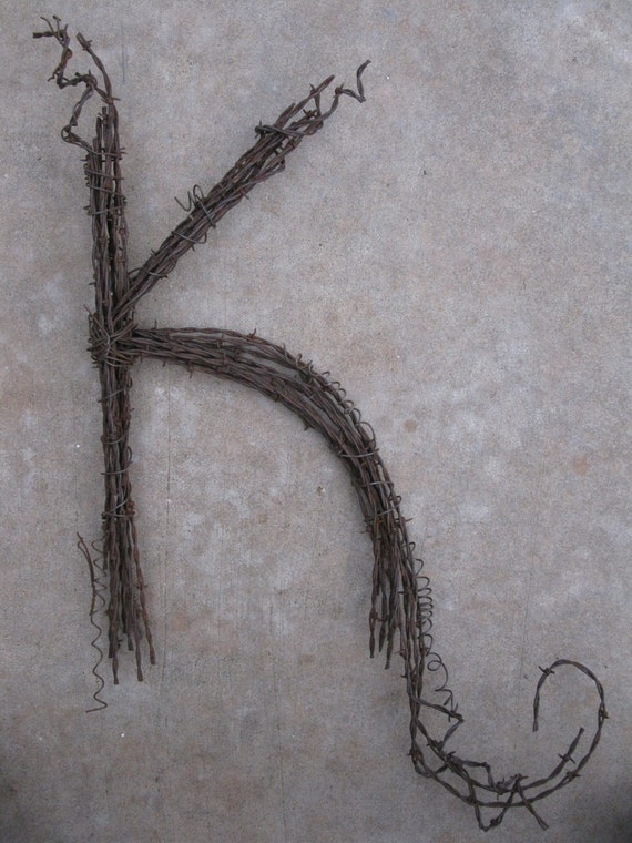 Barbed Wire Letter 'K' by TheCowboysCloset on Etsy
